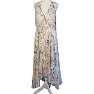 Calvin Klein Floral Maxi Dress Women's 6 Sleeveless V Neck High‎ Low NWT